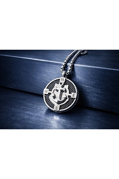 voyageaccessory Sailor Design Anchor Compass Necklace with Stainless Steel Mi...