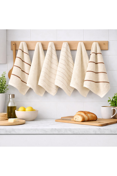 PİAURA Cotton Piece Kitchen & Bathroom Towel Set of 6 – 30X50 cm Drying Towel...