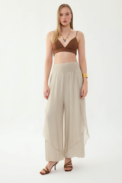 Vitrin High Waist Elastic Silk Pants