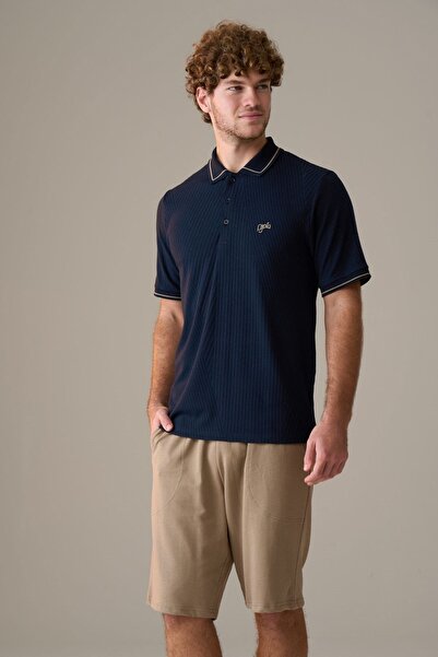 PİJAPİA Ανδρικό κοντομάνικο 100% Βαμβάκι Σετ πιτζάμες με σορτς σκούρο μπλε να...