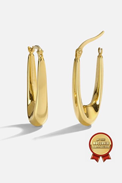 MEKS JEWELS Mikron Altın Kaplama 925 Ayar Gümüş Tasarım Küpe