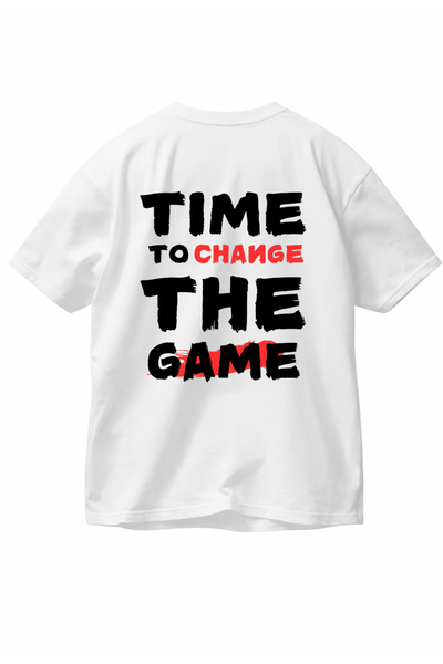 VODEXA Tricou oversize pentru bărbați TIME TO CHANGE, imprimat, 100% bumbac, ...