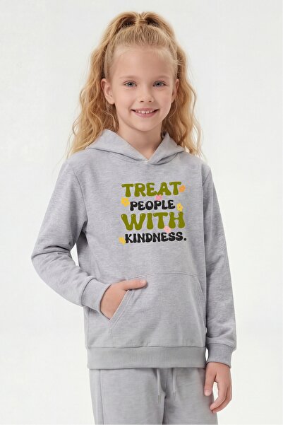 FYK KİDS Με τσέπη καγκουρό με κουκούλα Φούτερ για κορίτσια με λεπτομέρειες εκ...