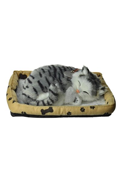 OEM Pisicuță interactivă gri pentru dormit, 25 cm