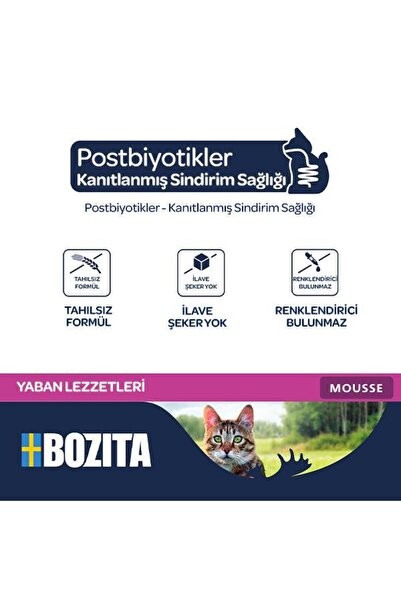 Bozita Tahılsız Yaban Karışımı Ren Geyiği ve Yaban Domuzlu Tahılsız Kedi Konservesi 12x85 gr