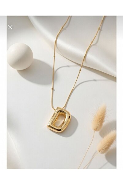 Archhazel Jewelery Gold Color Bubble Necklace with Steel Chain and Letter D