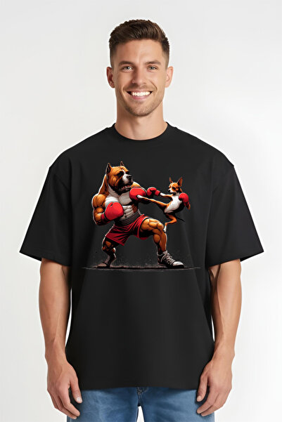 Printees Tricou Oversize - Chiuahua vs. Pitbull