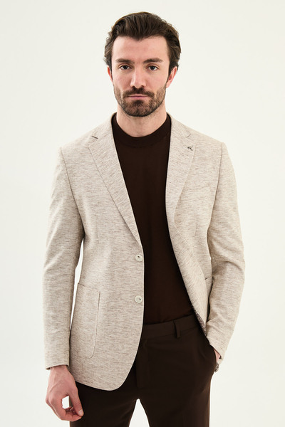 Mcr Patterned Slim Fit Mono Collar Pocket Men's Jacket Brown - 41492.26Y