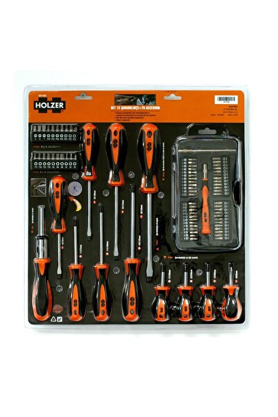 Holzer Set 12 screwdrivers + 70 accessories 531182