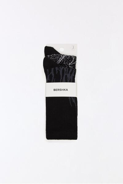 Bershka 2'li desenli çorap paketi