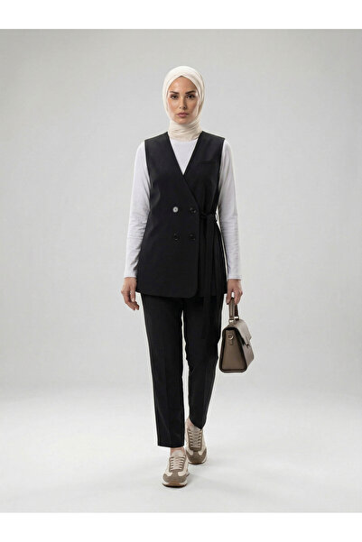 BURKAY 8208 Vest Set Kimona Detailed Pant Suit