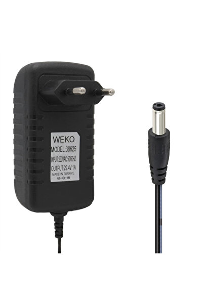 WEKO 29.4 Volt - 1 Amper 5.5X2.5Mm Uçlu Yerli Üretim Priz Tipi Adaptör 1.2 Me...