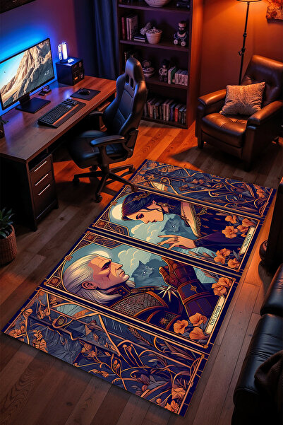 Charmbi The Witcher Desenli Halı – Kaymaz Taban Kadife Dokulu Makinede Yıkana...