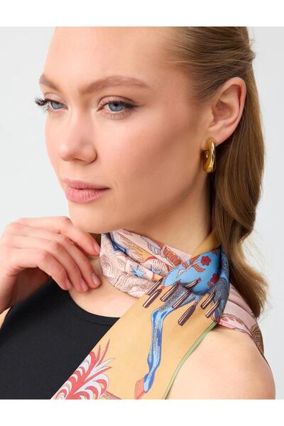 Jimmy Key Bej Çiçek Desenli Fular