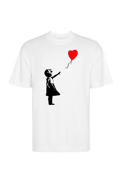 Printees Tricou Oversize - Fetița cu balon - Bansky