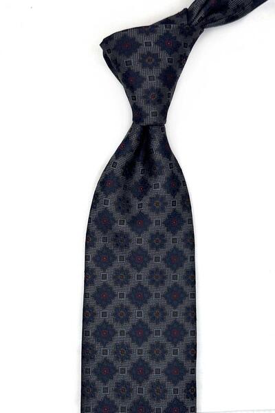 Kravatkolik Κλασική Γραβάτα με Μοτίβο Καπνιστού Σχεδίου και Μαντήλι KK13565