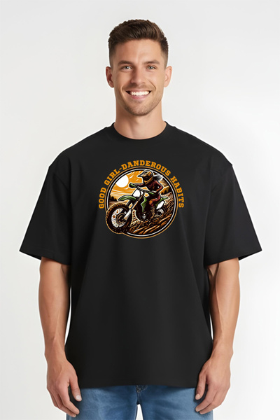 Printees Tricou Oversize - Dangerous Habits