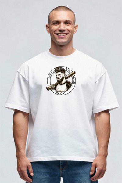 Printees Tricou Oversize - Born And Raised Bacau