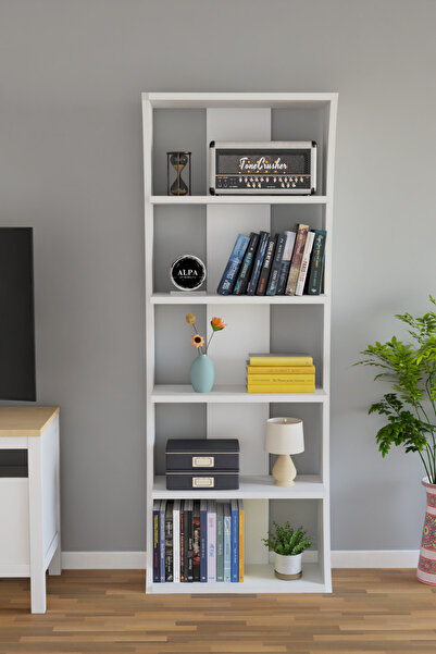 alpaevmobilya 6 Raflı 150 CM Salon Rafı Çok Amaçlı Düzenleyici Modern Kitaplı...
