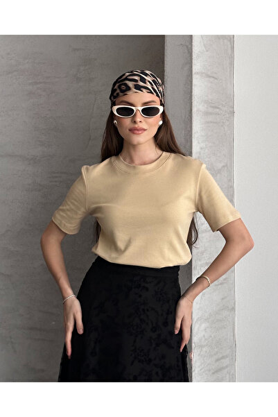 FERZOLAİO Crew Neck Unisex Mink T-Shirt