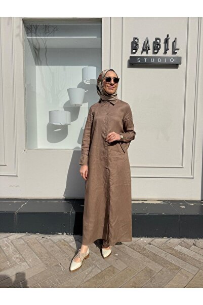 TERZİ DÜKKANI TD4767 Yaka Nakış Detay Kadın Elbise ETUP