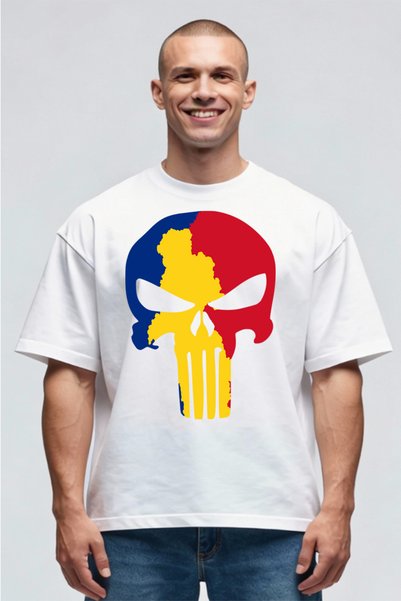 Printees Tricou Oversize - Romanian Skull
