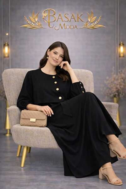 BAŞAK MK MODA DÜĞME DETAYLI ELBİSE