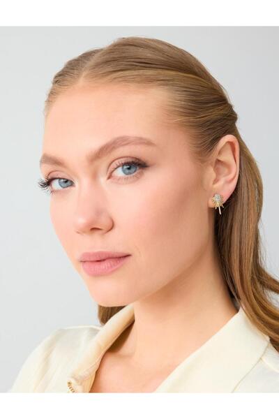 Jimmy Key Altın Rengi Çoklu Şerit Figürlü Küpe