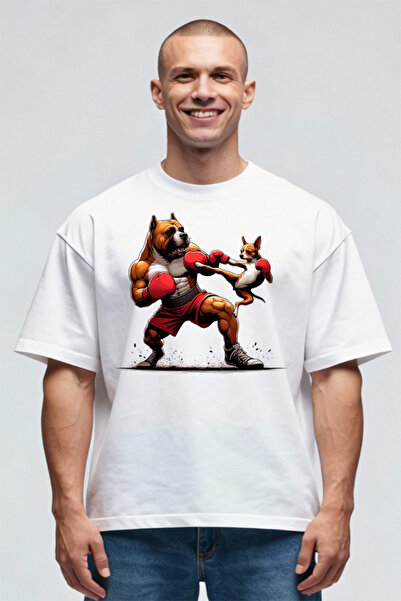 Printees Tricou Oversize - Chiuahua vs. Pitbull
