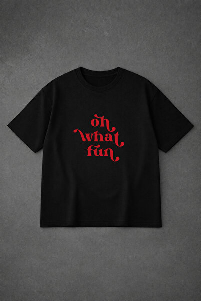 VODEXA Tricou oversize unisex WHAT FUN Imprimat 100% bumbac Croială confortabilă