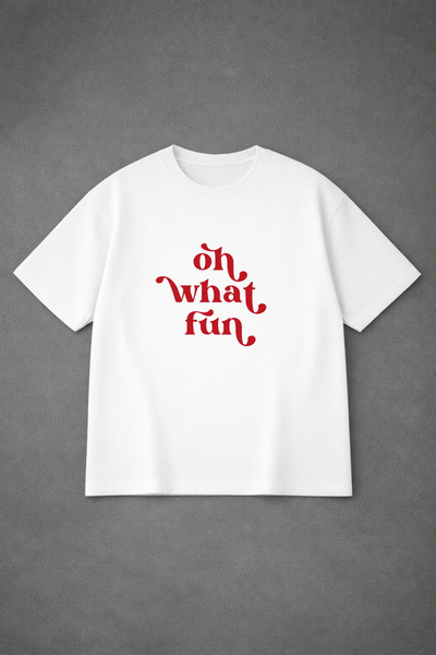 VODEXA Tricou oversize unisex WHAT FUN Imprimat 100% bumbac Croială confortabilă