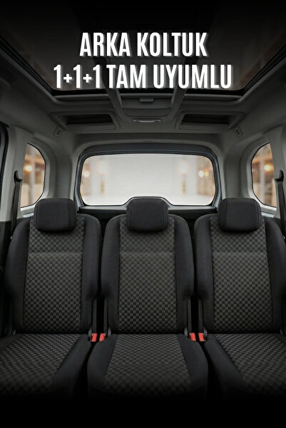SM OTO KILIF Peugeot Rifter Uyumlu Pamuklu Kumaş Araca Özel Oto Koltuk Kılıfı Tam Set