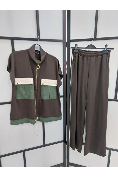 QİMYA BUTİK BUKETLİ Set de două piese pentru femei: bluză fără mâneci și pant...