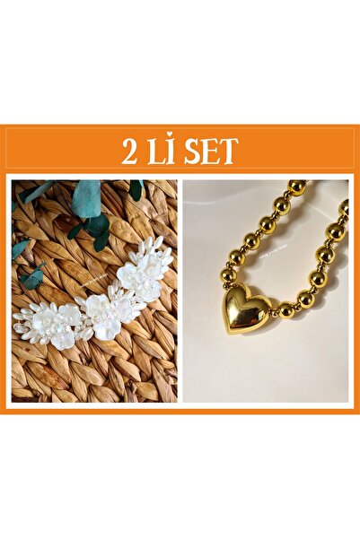 Mirage Design Handmade Bridal Brooch and Gold Detailed Steel Necklace 22