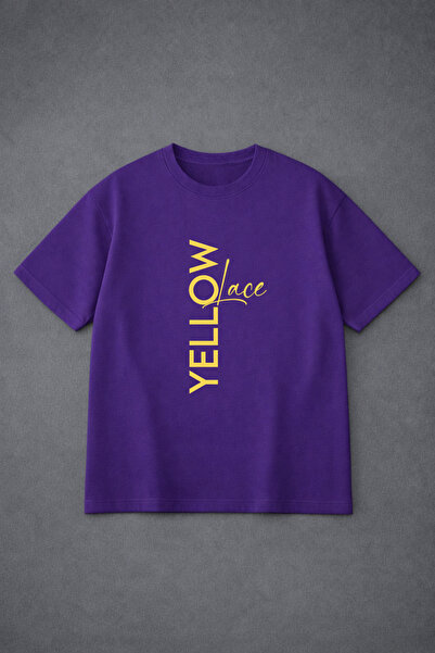 VODEXA Unisex Oversized T-Shirt Yellow Printed %100 Cotton T-Shirt Comfortabl...