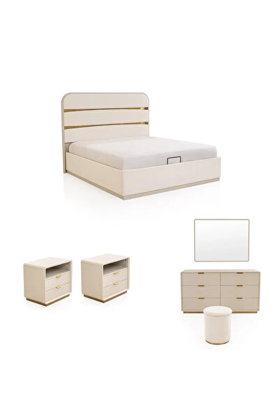 Midas Furniture Paleza Bedroom Set Without Wardrobe King Size Beige