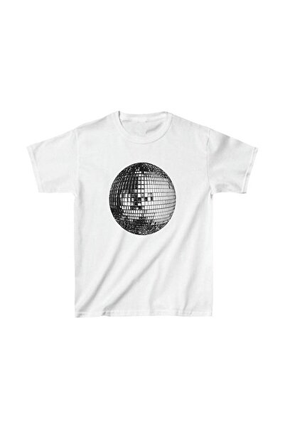Violon Mirror Ball Design White T-Shirt