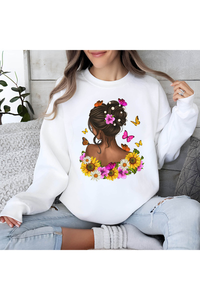 Kartier Blouse Ladies White Girl with butterflies