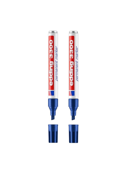 Edding Permanent Marker (Cut Tip) Blue (Ed-3300) (2 Pieces)