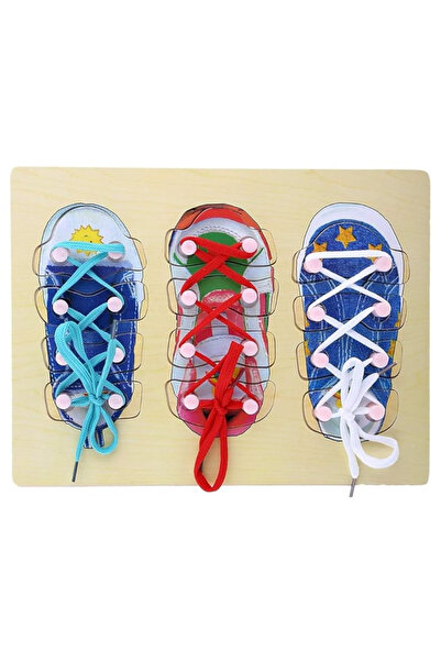 smile toys Jucarie Educativa Montessori din Lemn pentru Invatarea Legarii Sir...