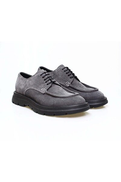 FRANCO CALVANI Gray Color Lace-Up Genuine Leather Leather Kek Suede Suede Kkabi