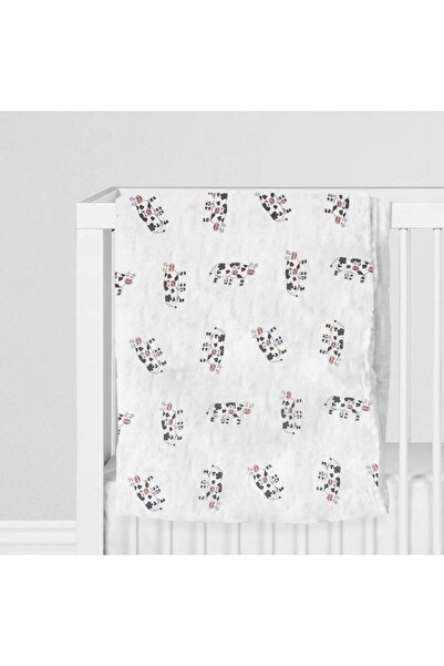 Ella Bonna Cow D Patterned Organic Muslin Baby B Blanket I 120X120 cm 100% P ...
