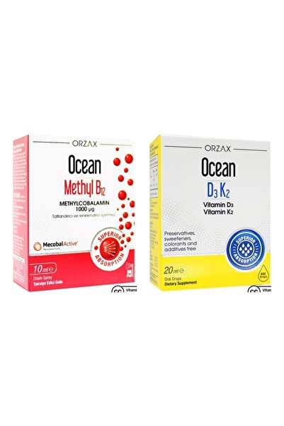 Orzax Ocean Methyl B12 1000µg Sprey 10 Ml Ve Ocean D3 K2 Damla 20 ml