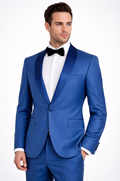 FABIO CASSEL Erkek Slim Fit Damatlık Takım Elbise – Düğün İçin Özel Tasarım
