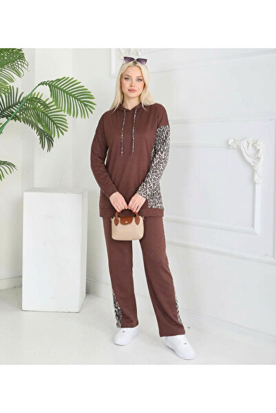 Arya Nisa Kids Leopard Detailed Tunic Pants Transitional Top and Bottom Set