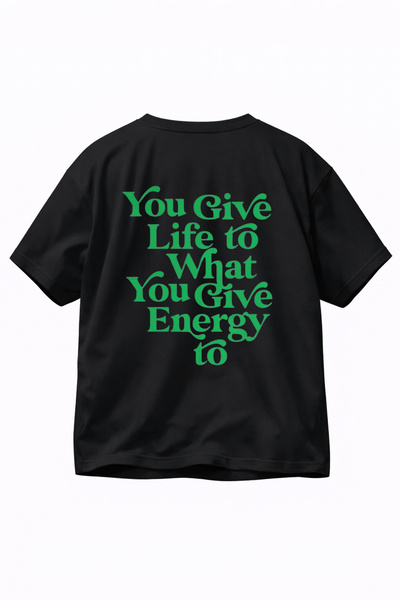 VODEXA Tricou oversize pentru bărbați YOU GIVE LIFE Imprimat 100% bumbac Tric...