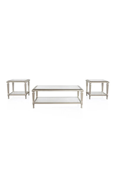 Midas Furniture طقم طاولات قهوة 3 قطع مالفا لون فضي