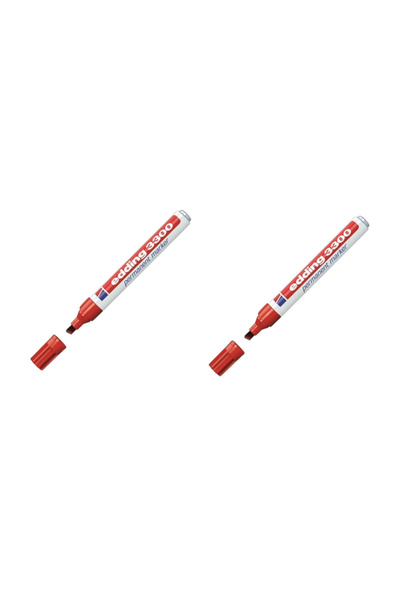 Edding Permanent Marker (Cut Tip) Red (Ed-3300) (2 Pieces)