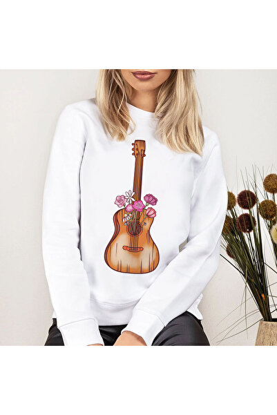 Kartier Women's White Flower Quitar Blouse