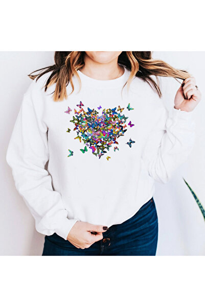 Kartier White Heart of Butterflies Women's Blouse